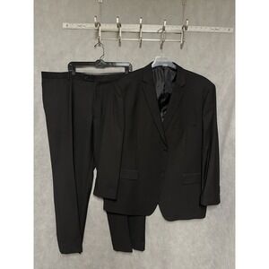 Angelo Rossi Suit Men 52R Black Performance Stretch Academia 48x31 Pants Luxury